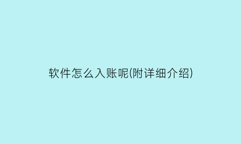 “软件怎么入账呢(附详细介绍)