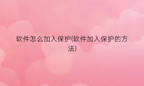 软件怎么加入保护(软件加入保护的方法)