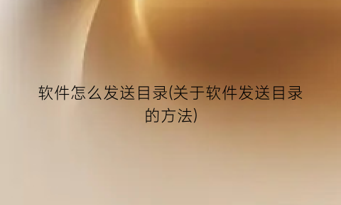 软件怎么发送目录(关于软件发送目录的方法)