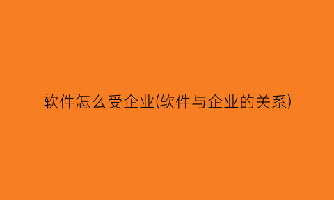 “软件怎么受企业(软件与企业的关系)