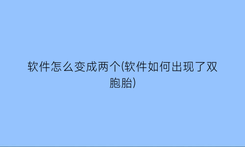 软件怎么变成两个(软件如何出现了双胞胎)