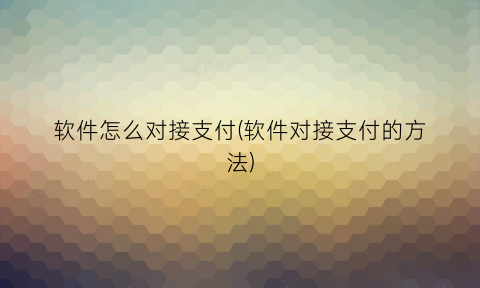 “软件怎么对接支付(软件对接支付的方法)