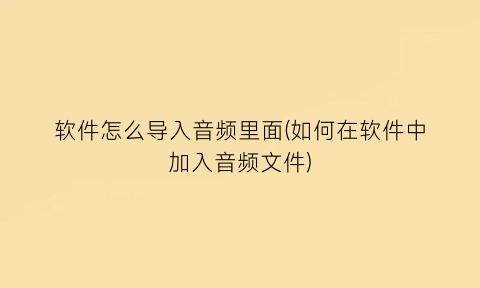 软件怎么导入音频里面(如何在软件中加入音频文件)