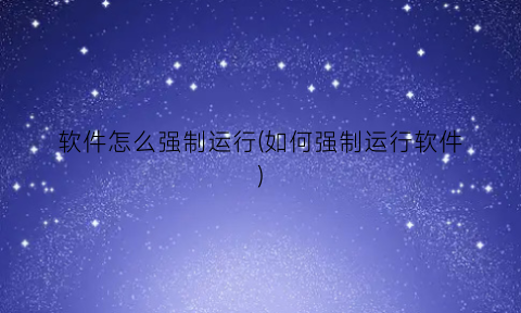 “软件怎么强制运行(如何强制运行软件)