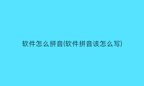 软件怎么拼音(软件拼音该怎么写)