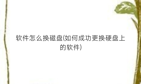 软件怎么换磁盘(如何成功更换硬盘上的软件)