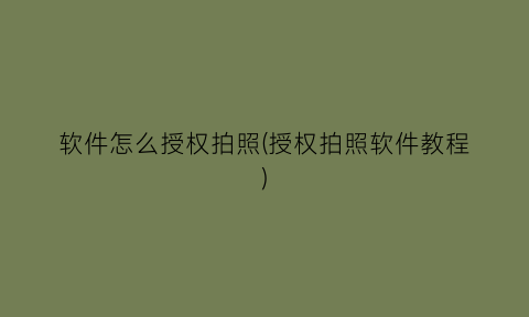 软件怎么授权拍照(授权拍照软件教程)