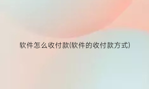 软件怎么收付款(软件的收付款方式)