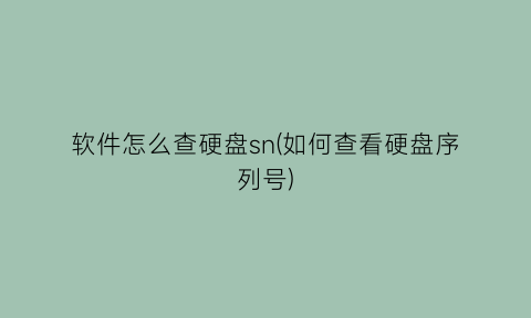 软件怎么查硬盘sn(如何查看硬盘序列号)