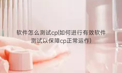 软件怎么测试cp(如何进行有效软件测试以保障cp正常运作)