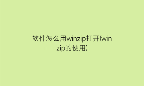 软件怎么用winzip打开(winzip的使用)