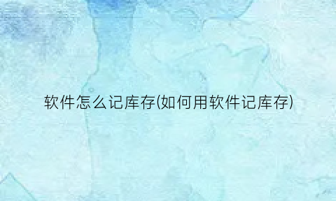 软件怎么记库存(如何用软件记库存)