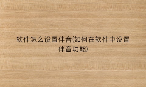 “软件怎么设置伴音(如何在软件中设置伴音功能)