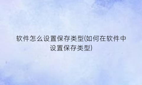 “软件怎么设置保存类型(如何在软件中设置保存类型)