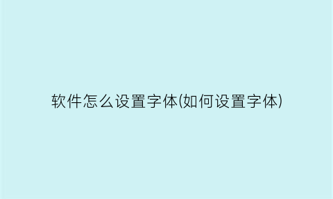 “软件怎么设置字体(如何设置字体)