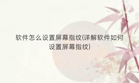 软件怎么设置屏幕指纹(详解软件如何设置屏幕指纹)