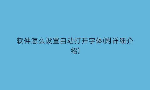 软件怎么设置自动打开字体(附详细介绍)