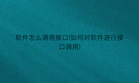 软件怎么调用接口(如何对软件进行接口调用)