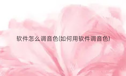 “软件怎么调音色(如何用软件调音色)