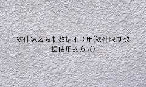 软件怎么限制数据不能用(软件限制数据使用的方式)