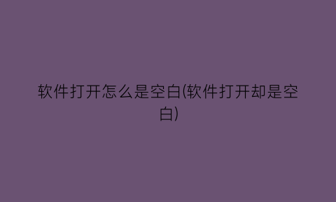 软件打开怎么是空白(软件打开却是空白)