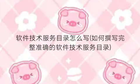 “软件技术服务目录怎么写(如何撰写完整准确的软件技术服务目录)