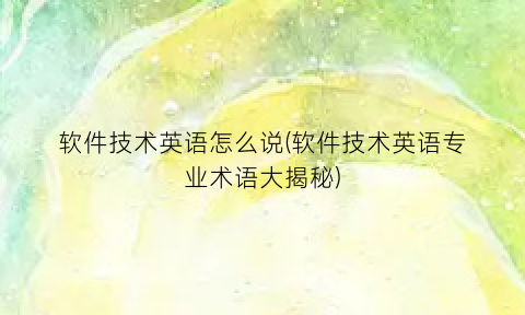 软件技术英语怎么说(软件技术英语专业术语大揭秘)