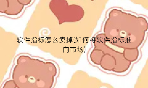 软件指标怎么卖掉(如何将软件指标推向市场)