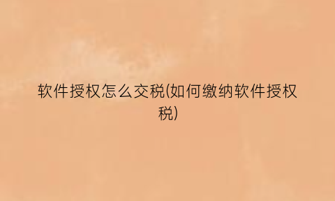 “软件授权怎么交税(如何缴纳软件授权税)