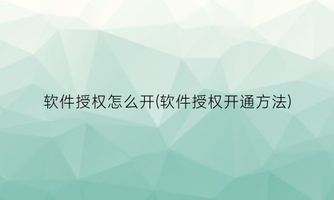 软件授权怎么开(软件授权开通方法)