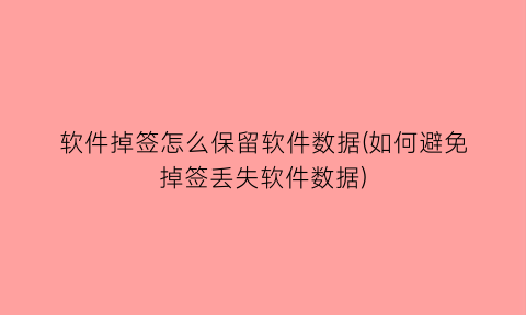 “软件掉签怎么保留软件数据(如何避免掉签丢失软件数据)