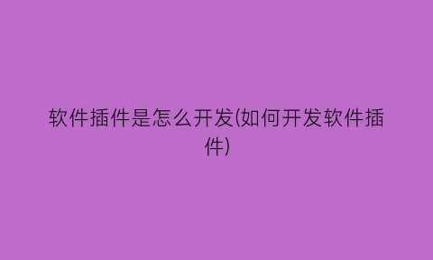 软件插件是怎么开发(如何开发软件插件)