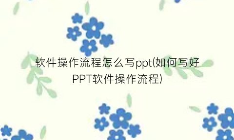 软件操作流程怎么写ppt(如何写好PPT软件操作流程)