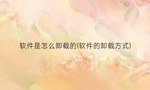 软件是怎么卸载的(软件的卸载方式)