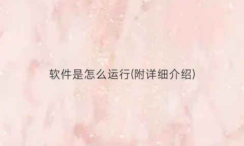 软件是怎么运行(附详细介绍)