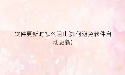 “软件更新时怎么阻止(如何避免软件自动更新)