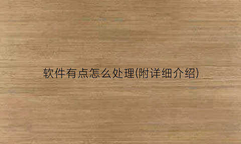 “软件有点怎么处理(附详细介绍)