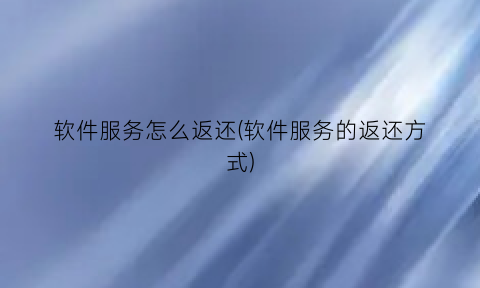 软件服务怎么返还(软件服务的返还方式)