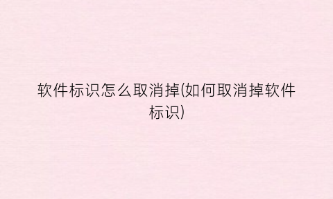 软件标识怎么取消掉(如何取消掉软件标识)