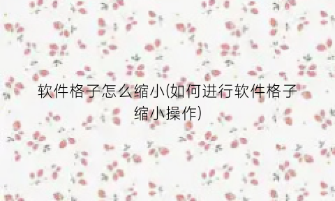 “软件格子怎么缩小(如何进行软件格子缩小操作)