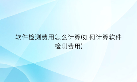 软件检测费用怎么计算(如何计算软件检测费用)