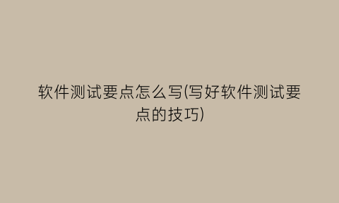 “软件测试要点怎么写(写好软件测试要点的技巧)