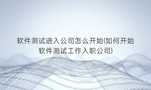 “软件测试进入公司怎么开始(如何开始软件测试工作入职公司)