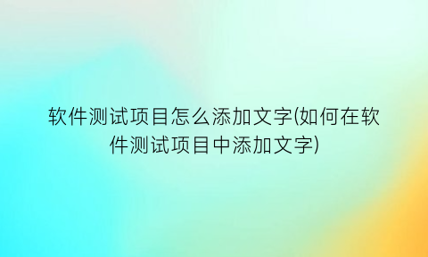 “软件测试项目怎么添加文字(如何在软件测试项目中添加文字)