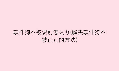 “软件狗不被识别怎么办(解决软件狗不被识别的方法)