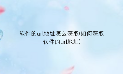 “软件的url地址怎么获取(如何获取软件的url地址)