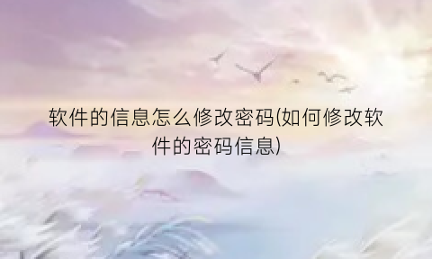 软件的信息怎么修改密码(如何修改软件的密码信息)