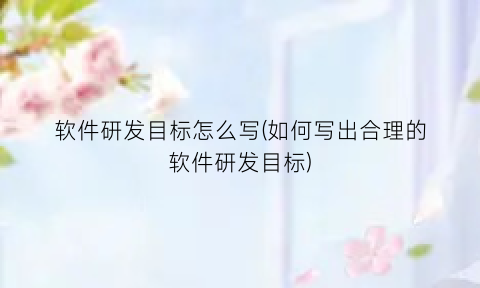 “软件研发目标怎么写(如何写出合理的软件研发目标)