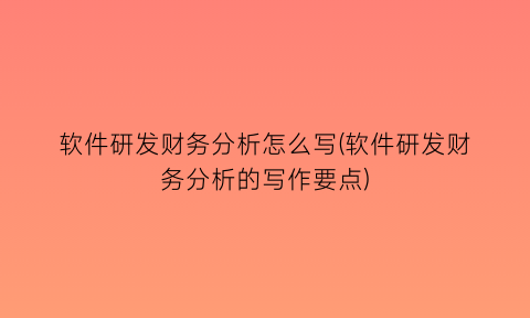 软件研发财务分析怎么写(软件研发财务分析的写作要点)