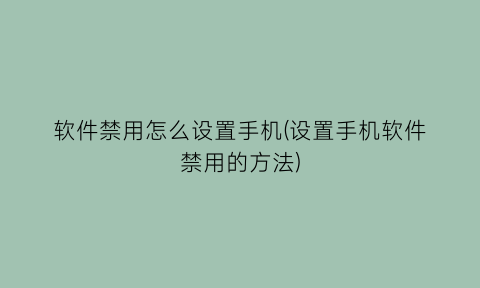 软件禁用怎么设置手机(设置手机软件禁用的方法)